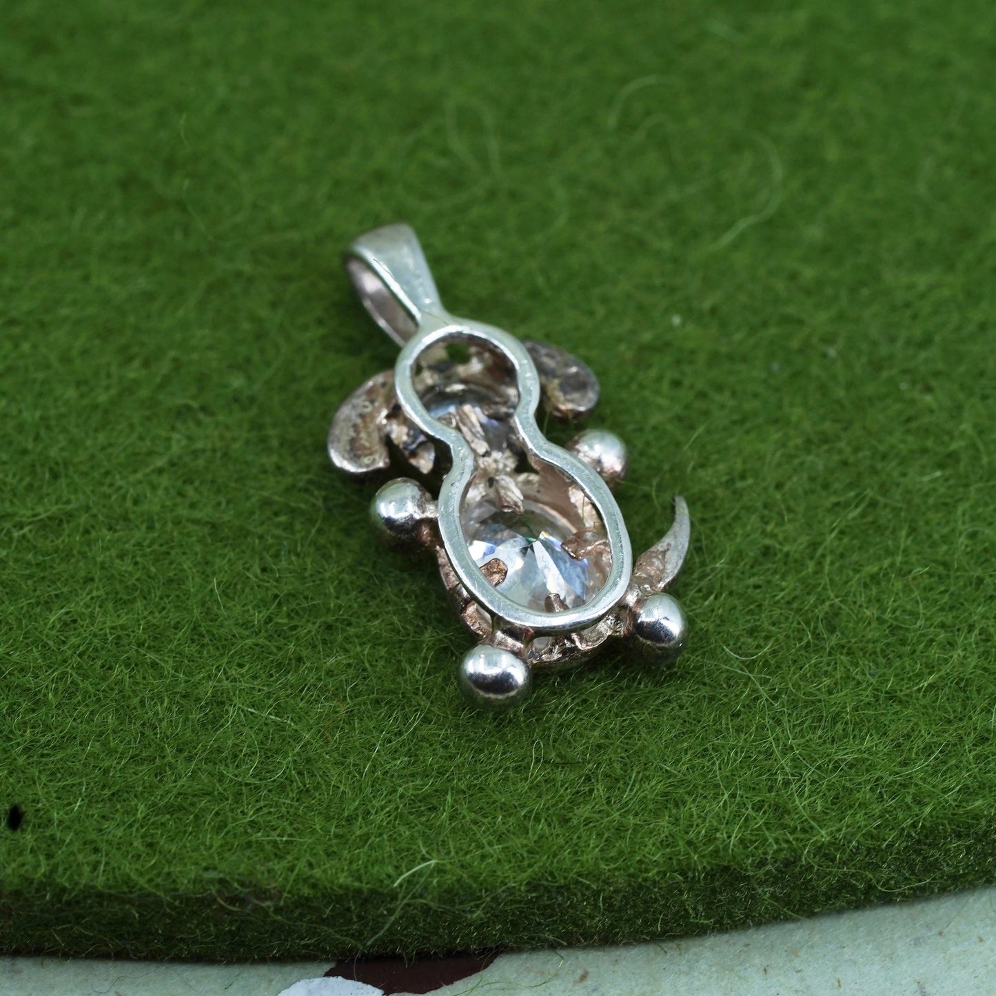 Sterling 925 silver doggy dog puppy birthstone pendant charm with Cz