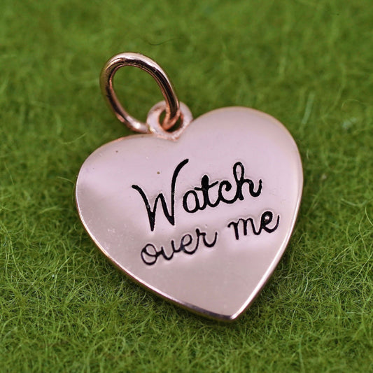 rose gold over sterling silver charm, 925 silver pendant with "watch over me"
