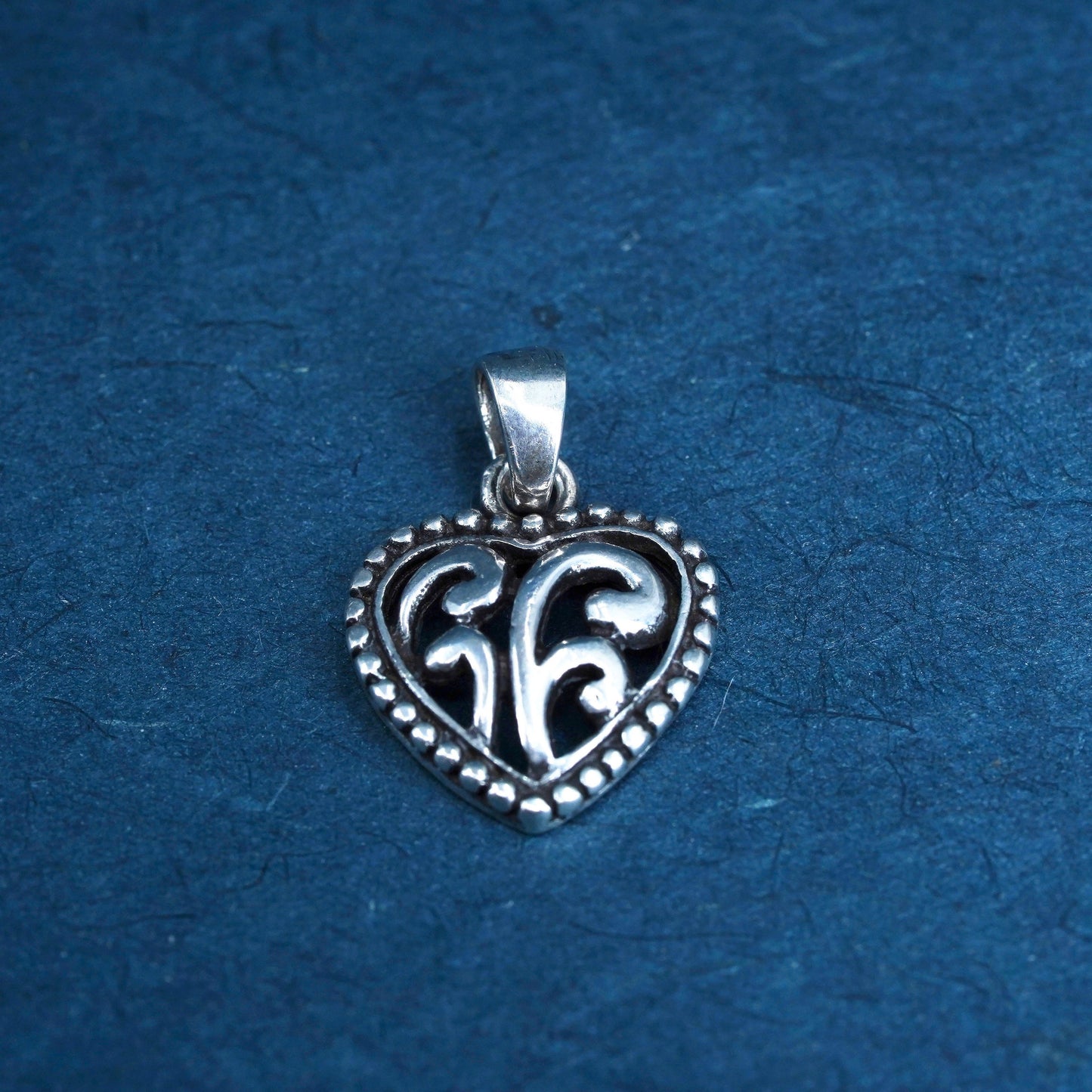 Vintage Sterling silver handmade pendant, 925 filigree bali heart pendant