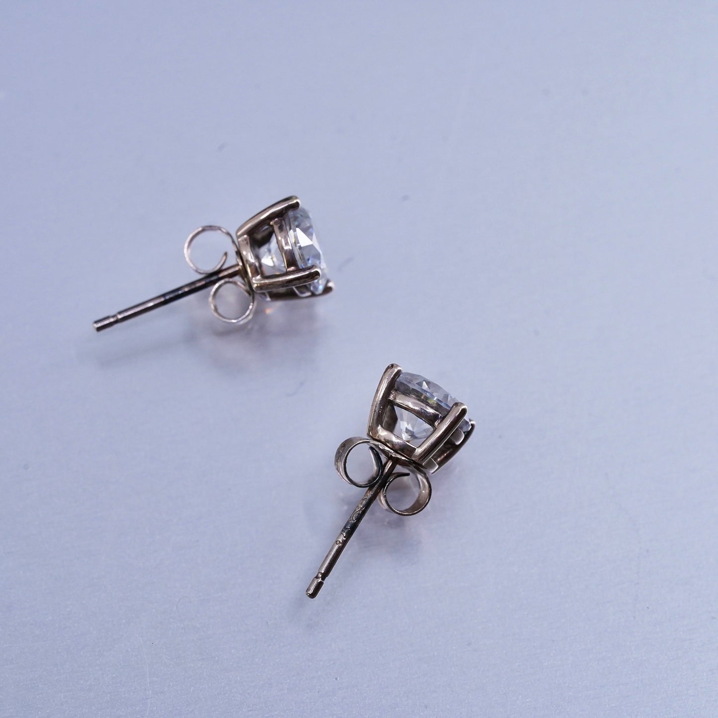 6mm Vintage rose gold Sterling 925 silver earrings, studs with round Cz inlay