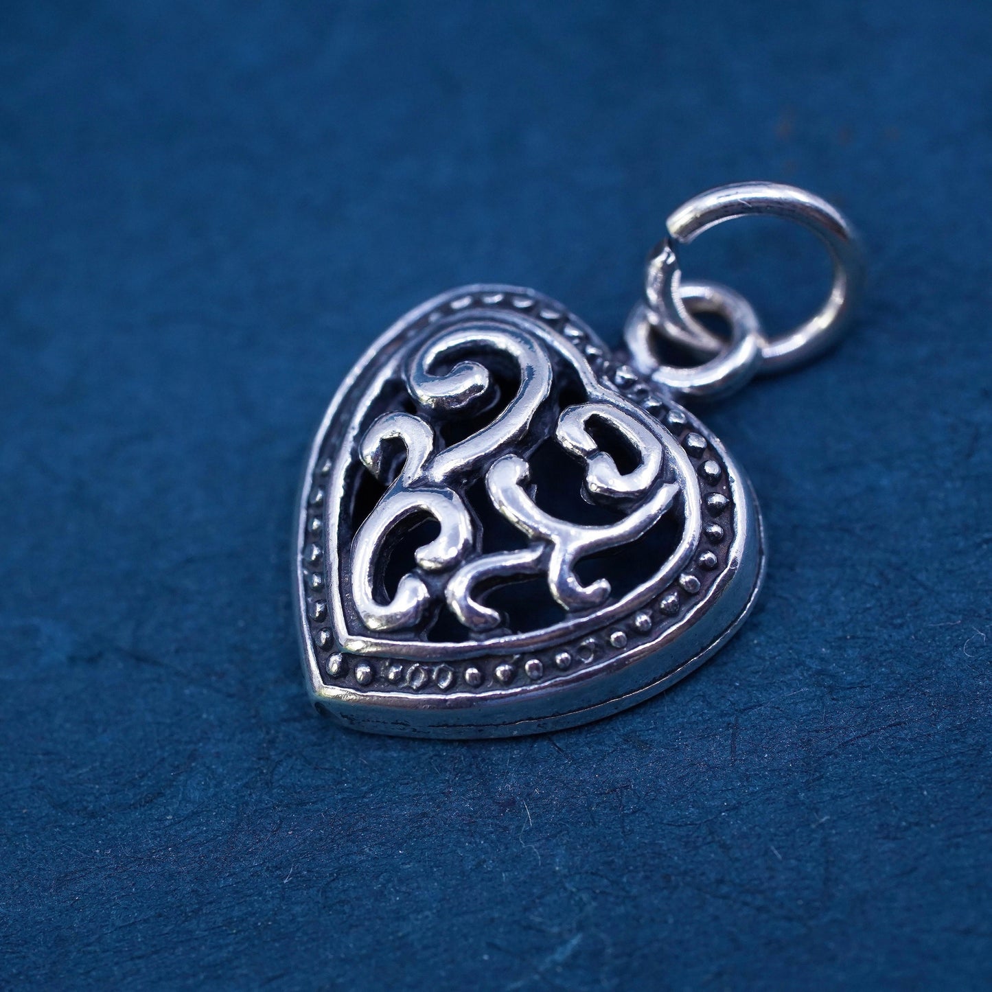 Vintage Sterling silver handmade pendant, 925 filigree heart