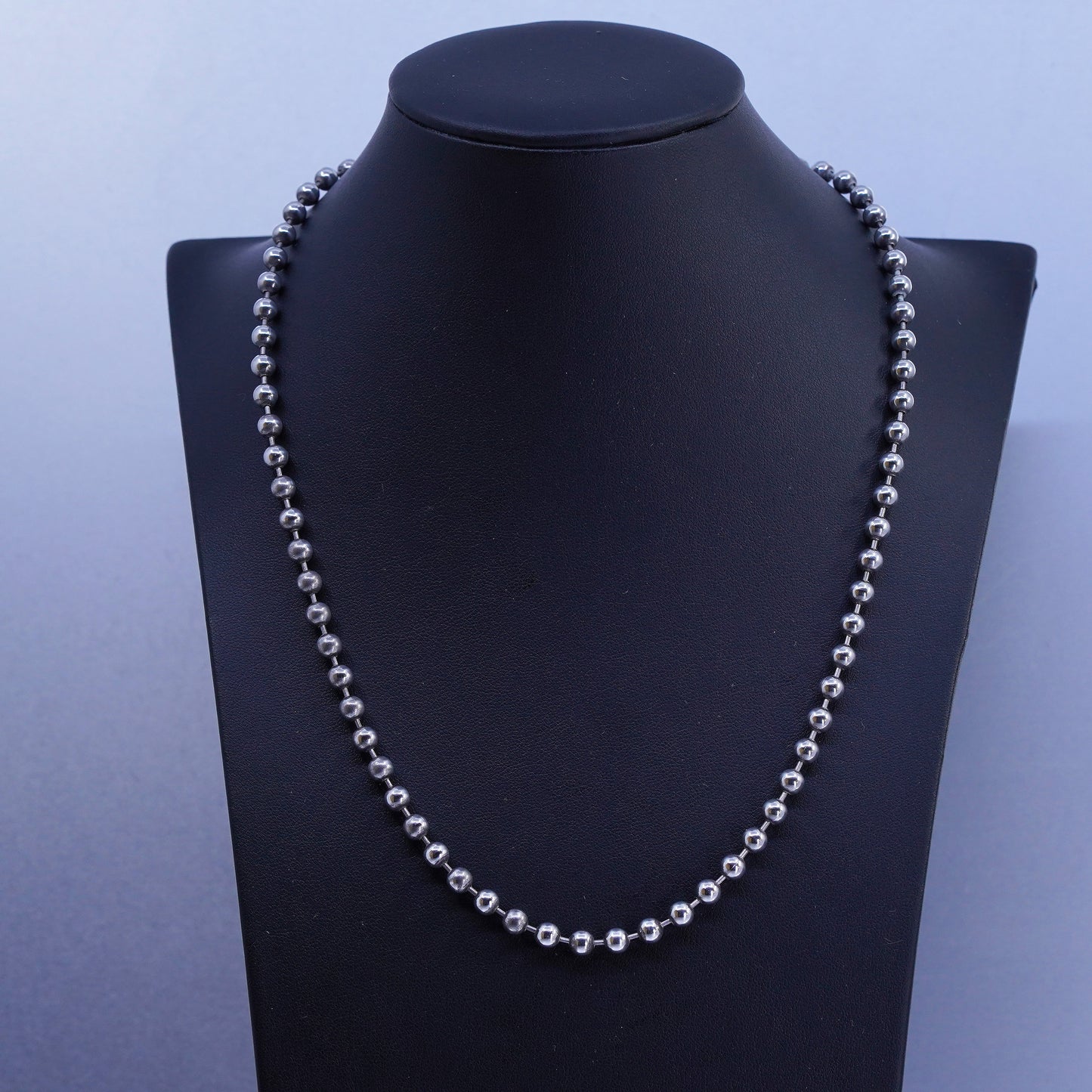 20” 5mm, vintage Sterling 925 silver handmade bead chain necklace