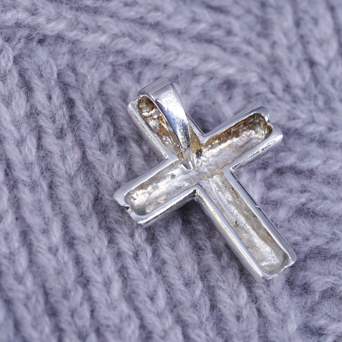 vintage Sterling silver handmade pendant, modern 925 cross charm