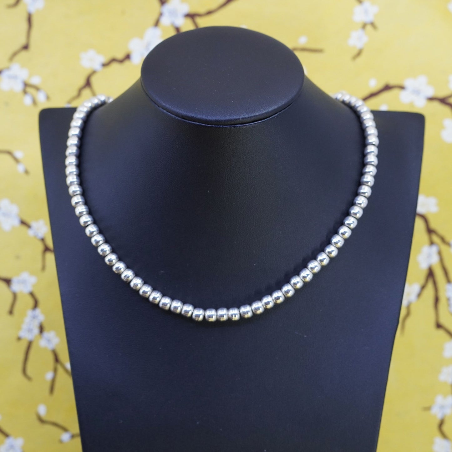 18” 6mm, vintage Sterling silver handmade necklace, 925 bead chain