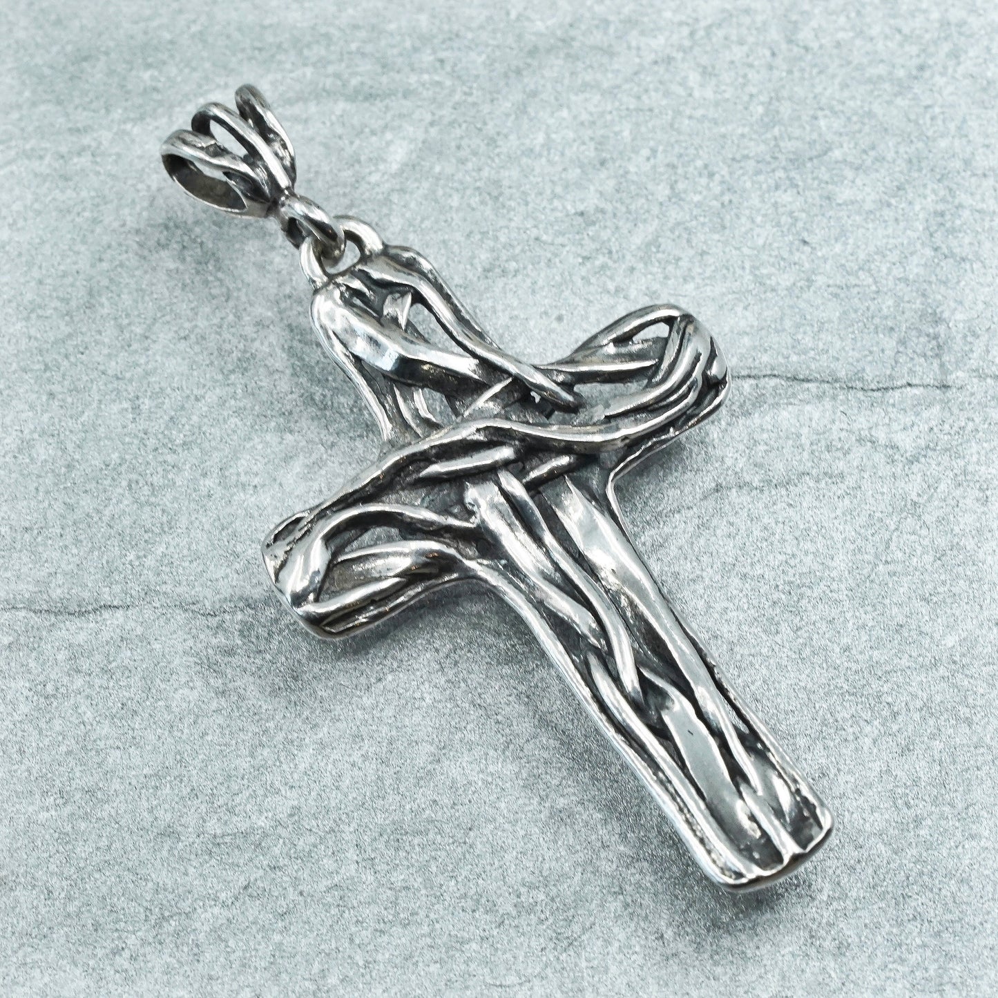 Vintage Israel sterling 925 silver handmade filigree cross pendant