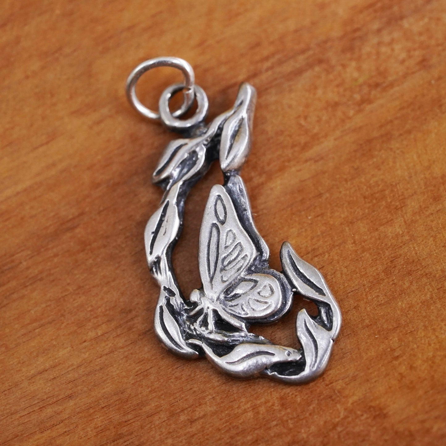 Vintage Sterling silver handmade pendant, 925 cute butterfly charm