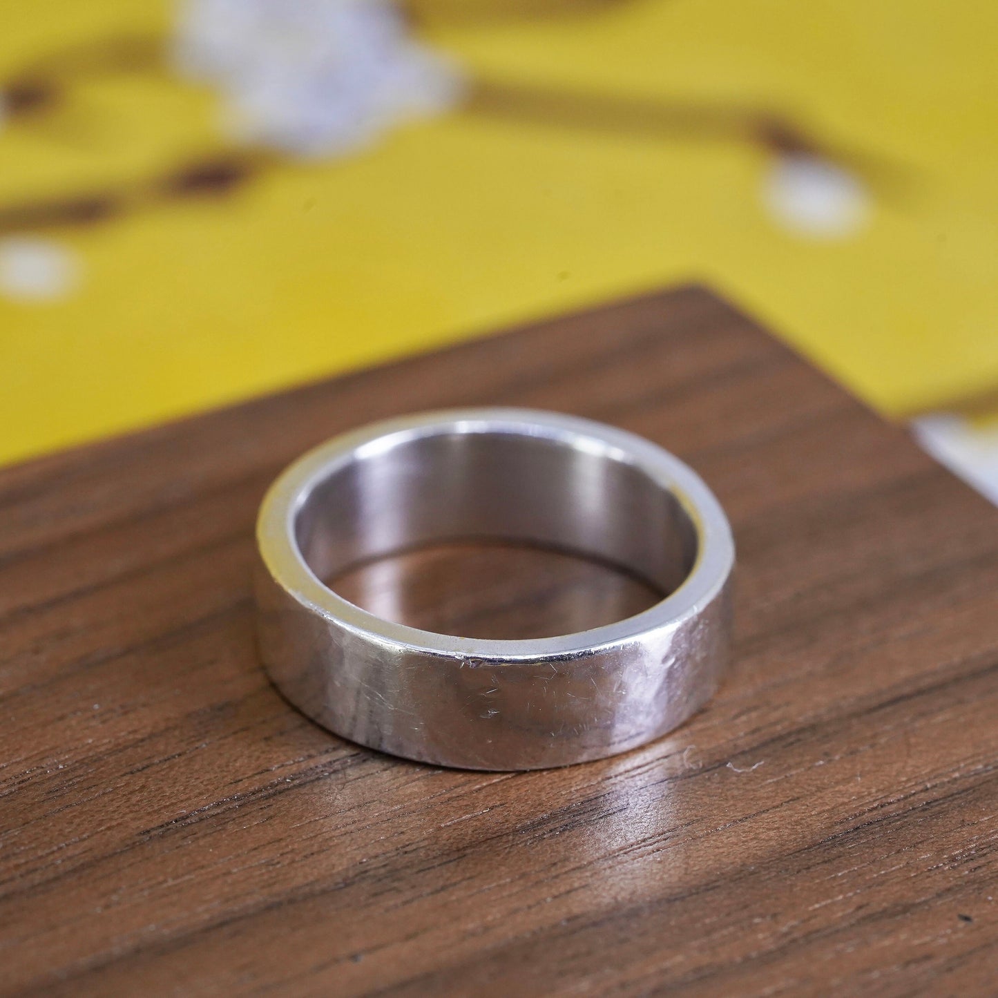 Size 7, vintage Sterling silver handmade ring, hammered 925 band