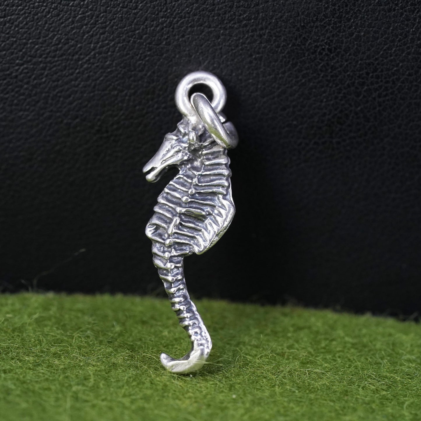 Vintage sterling silver handmade seahorse pendant, 925 silver charm