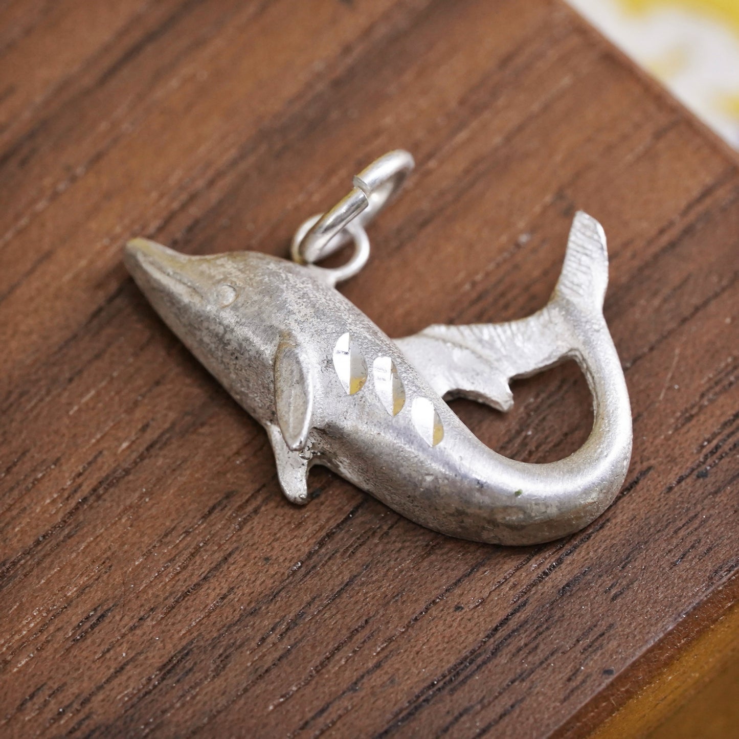 Vintage Sterling silver handmade pendant, 925 dolphin charm