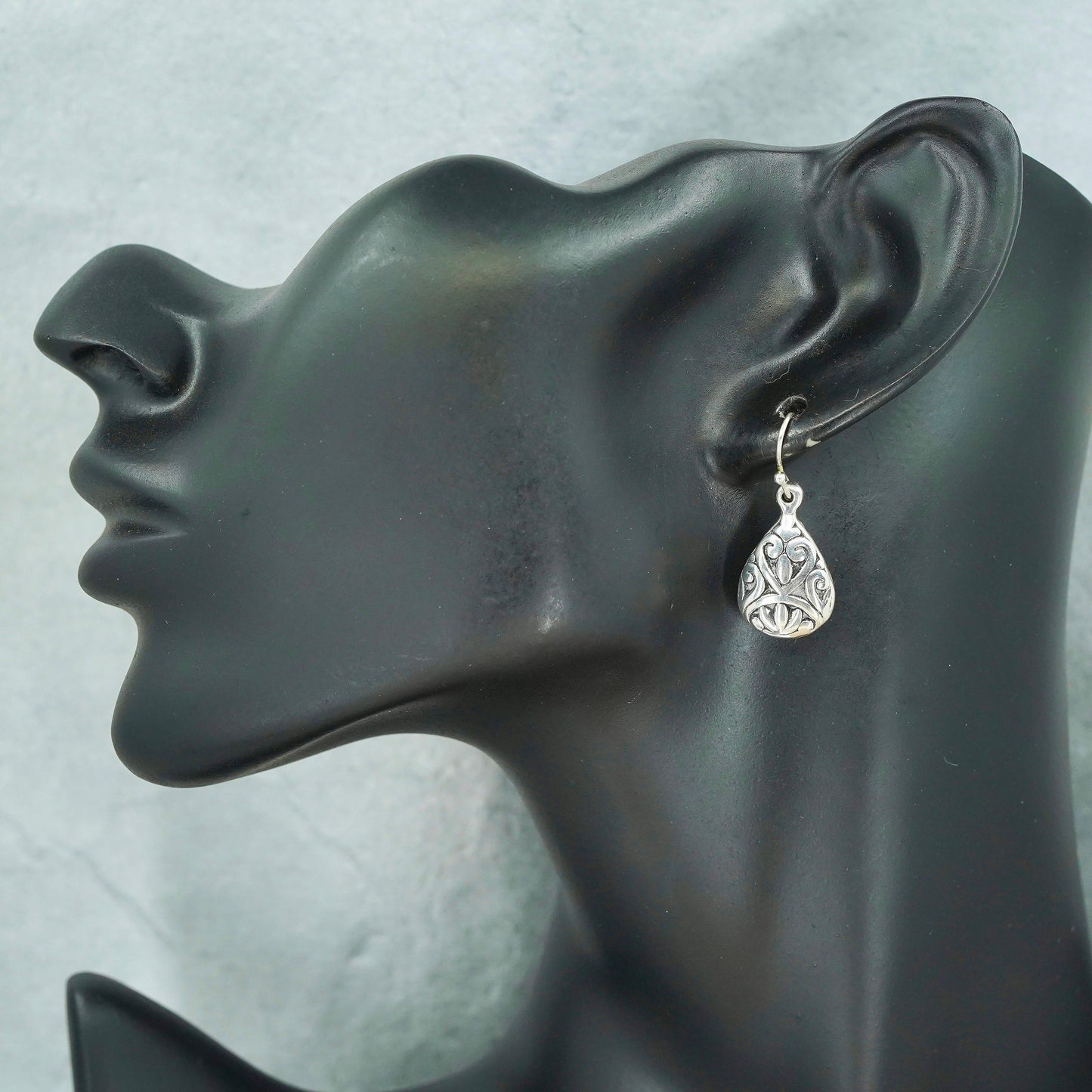 Vintage Sterling 925 silver filigree teardrop earrings