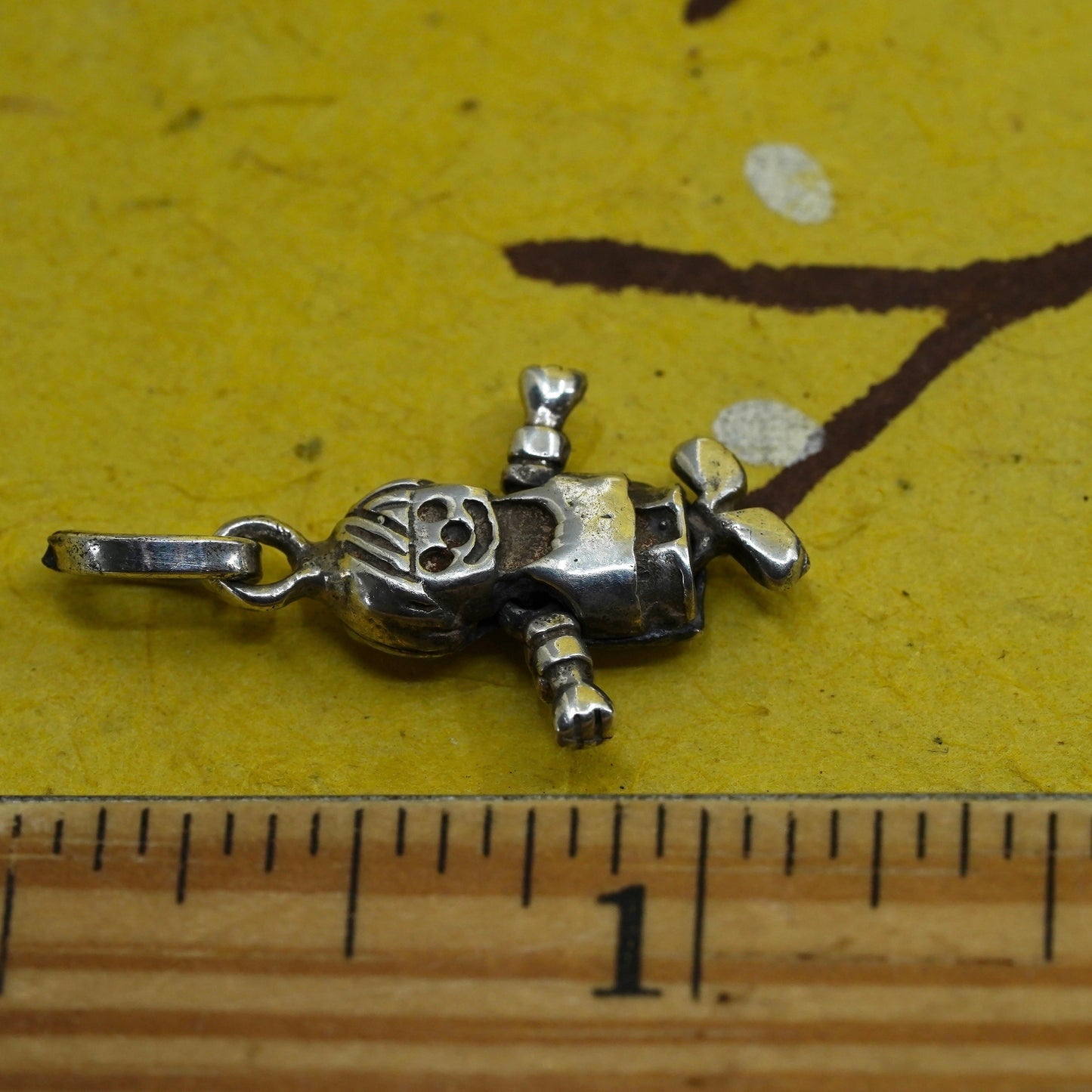 Vintage silver tone handmade pendant, baby boy figure