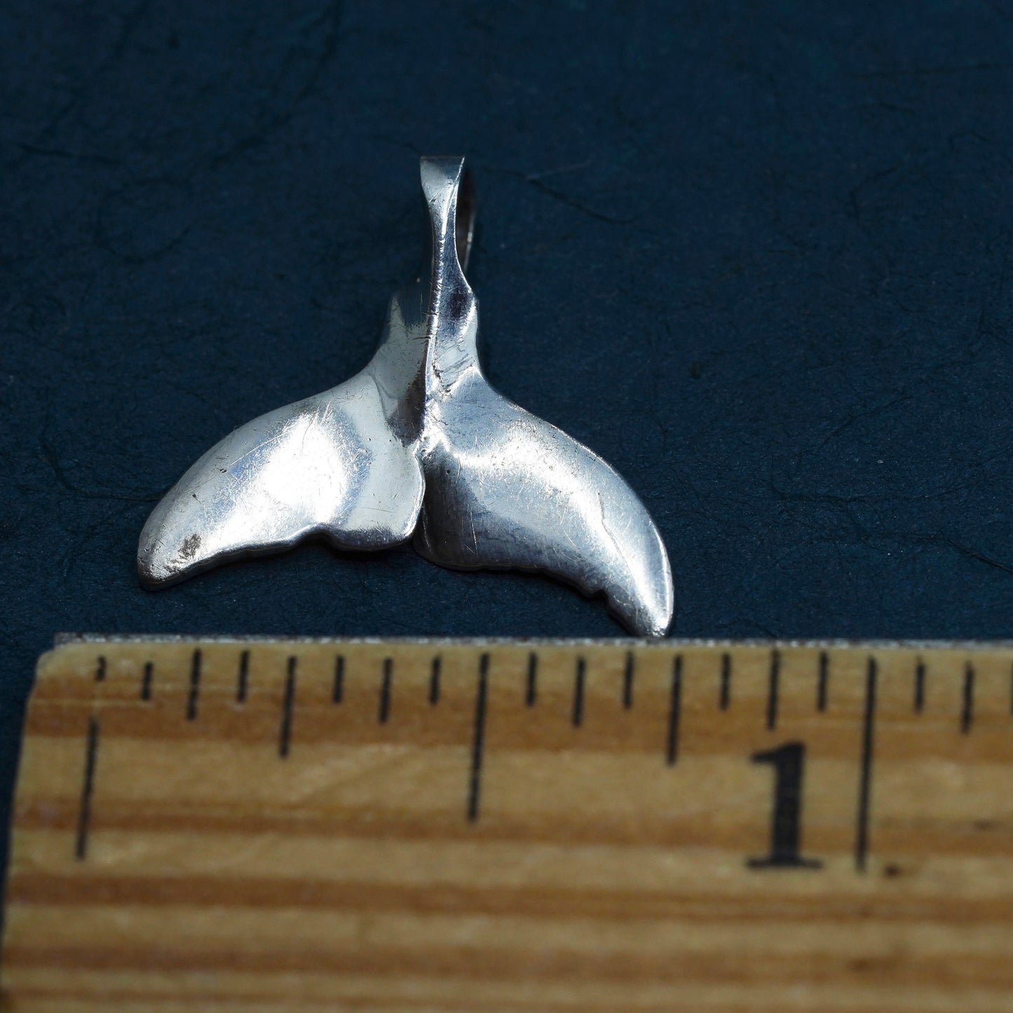 vintage Sterling 925 silver handmade whale dolphin tail pendant