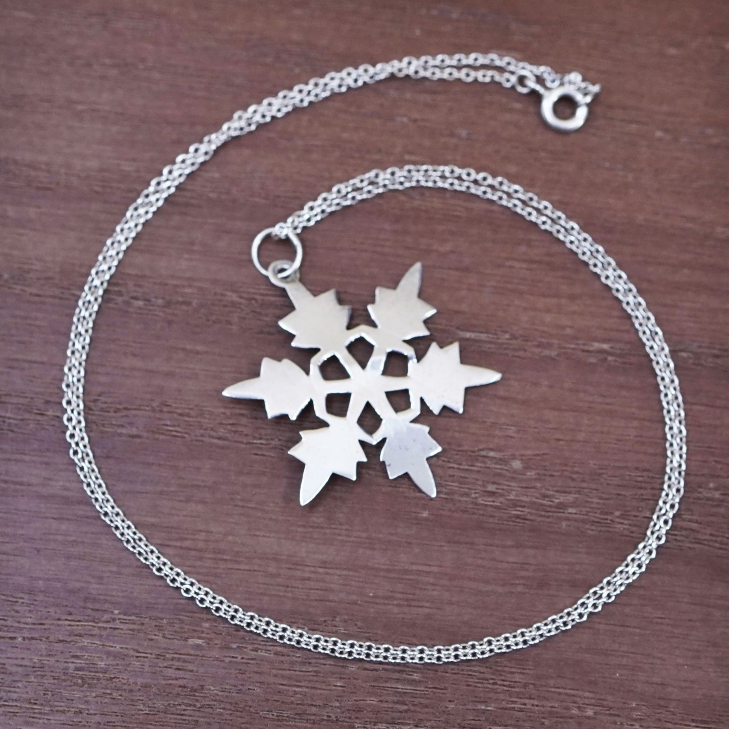 18”, Sterling silver handmade necklace, 925 box chain with snowflake pendant