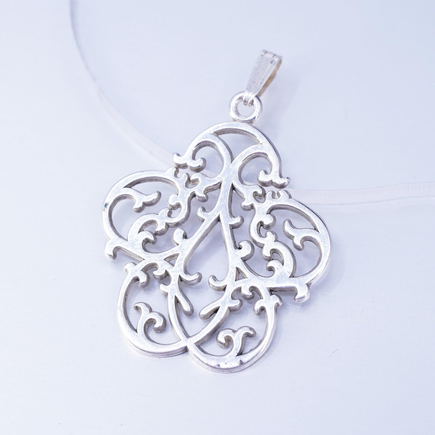 Vintage Sterling silver handmade charm, 925 filigree pendant