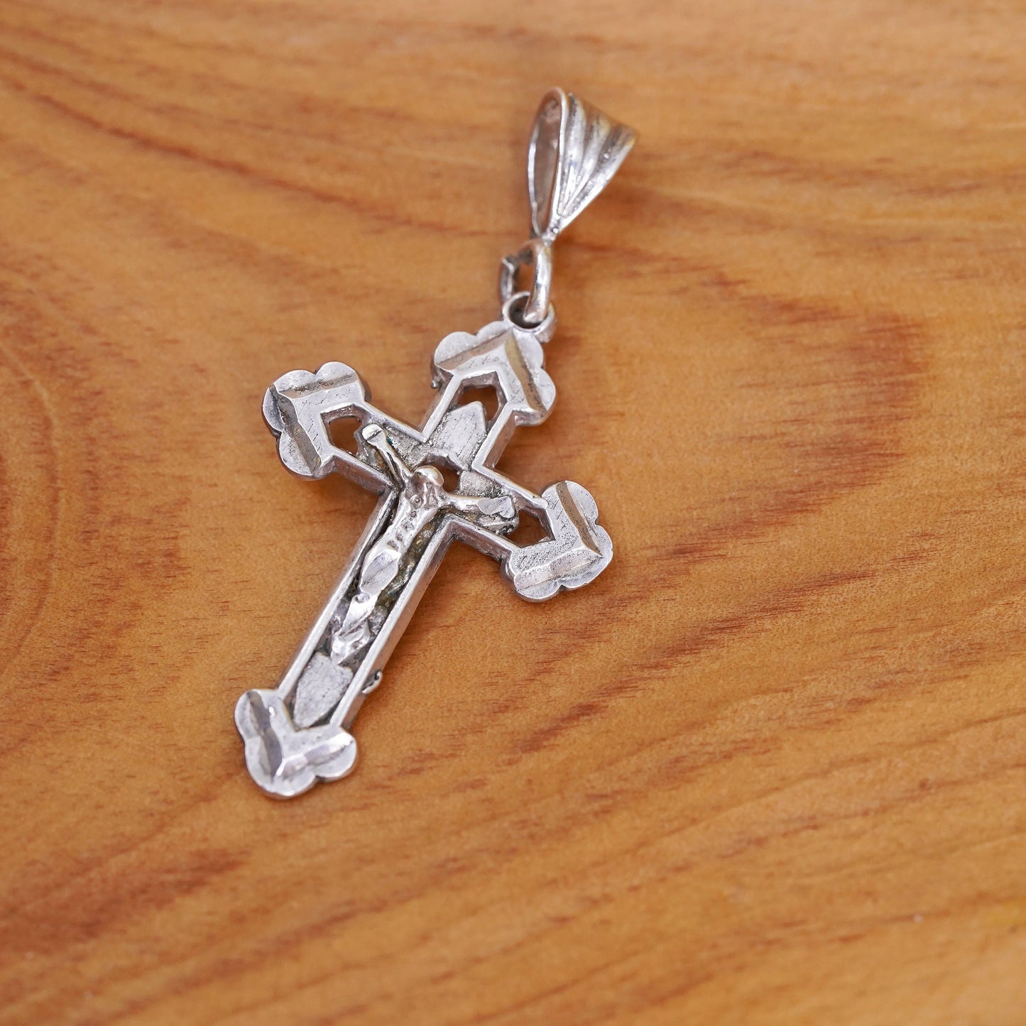 Vintage Sterling silver handmade pendant, 925 cross with Jesus