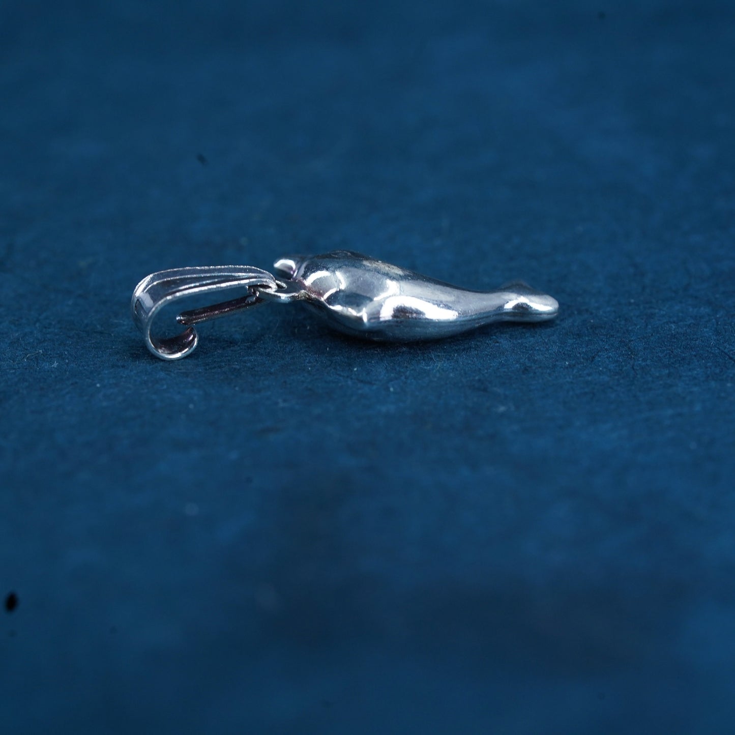 Vintage Sterling silver handmade dolphin pendant, 925 charm