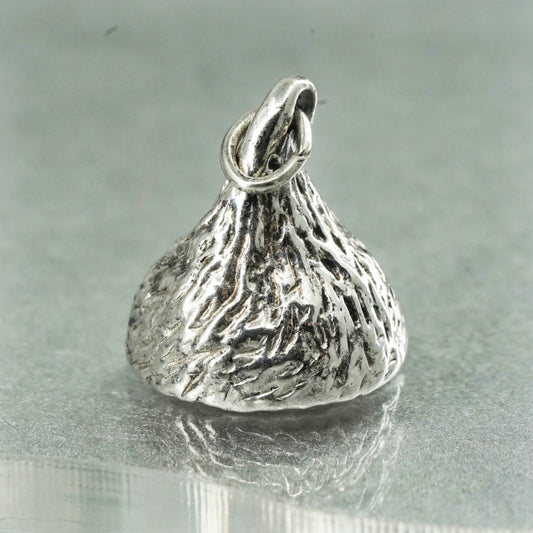 vintage Sterling silver handmade charm, 925 kisses chocolate pendant