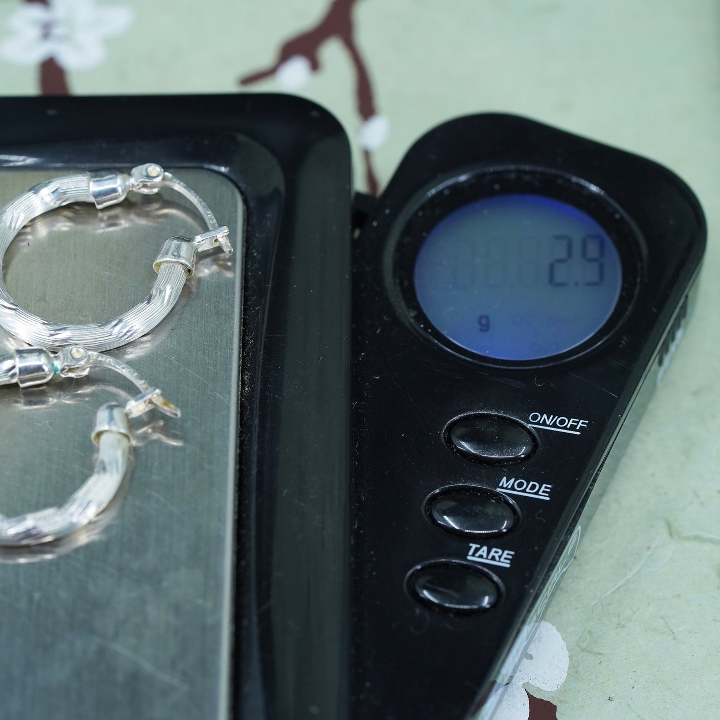 0.75", Vintage sterling silver loop earrings, textured fashion 925 silver hoops