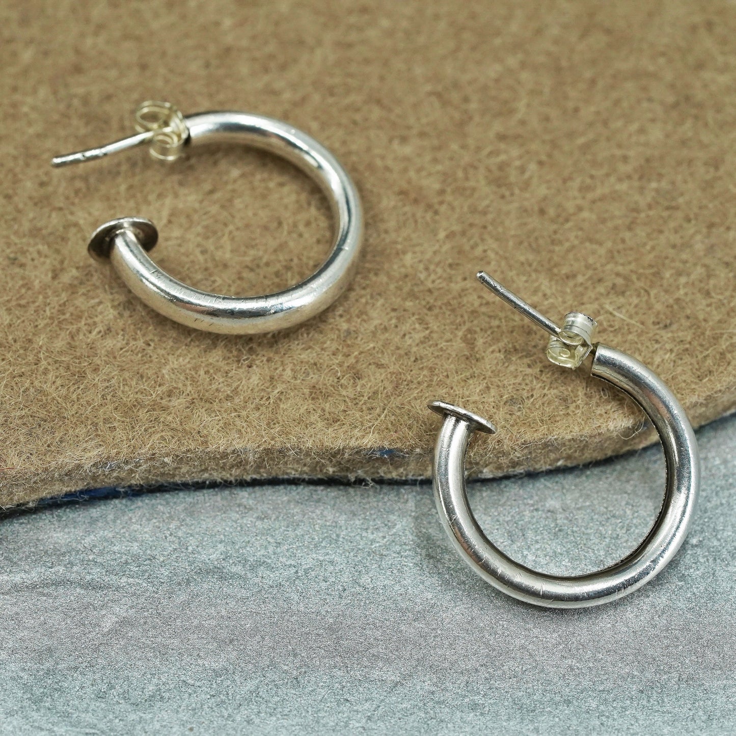 0.75”, vintage Sterling silver handmade earrings, 925 hoops