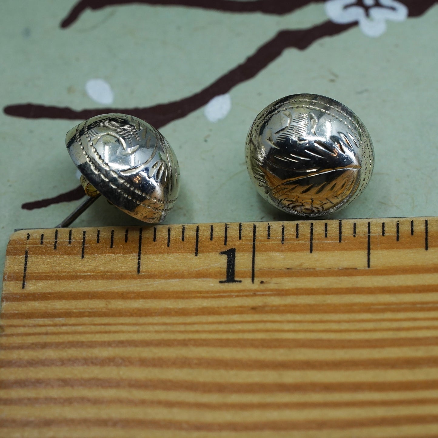 Vintage vermeil gold over sterling 925 silver studs, minimalist earrings