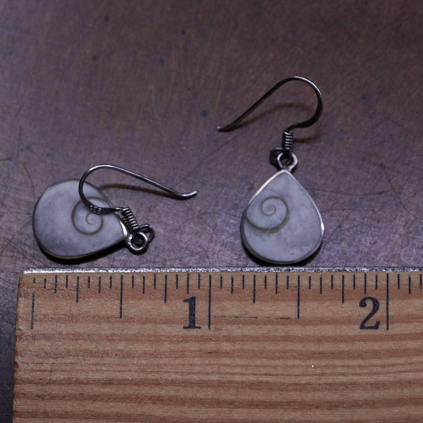 Sterling Silver 925 Shiva eye teardrop earrings | Mexican Jewelry, fossil shell