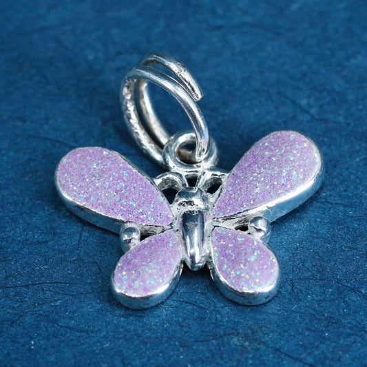 vintage Sterling silver handmade pendant, 925 filigree butterfly charm