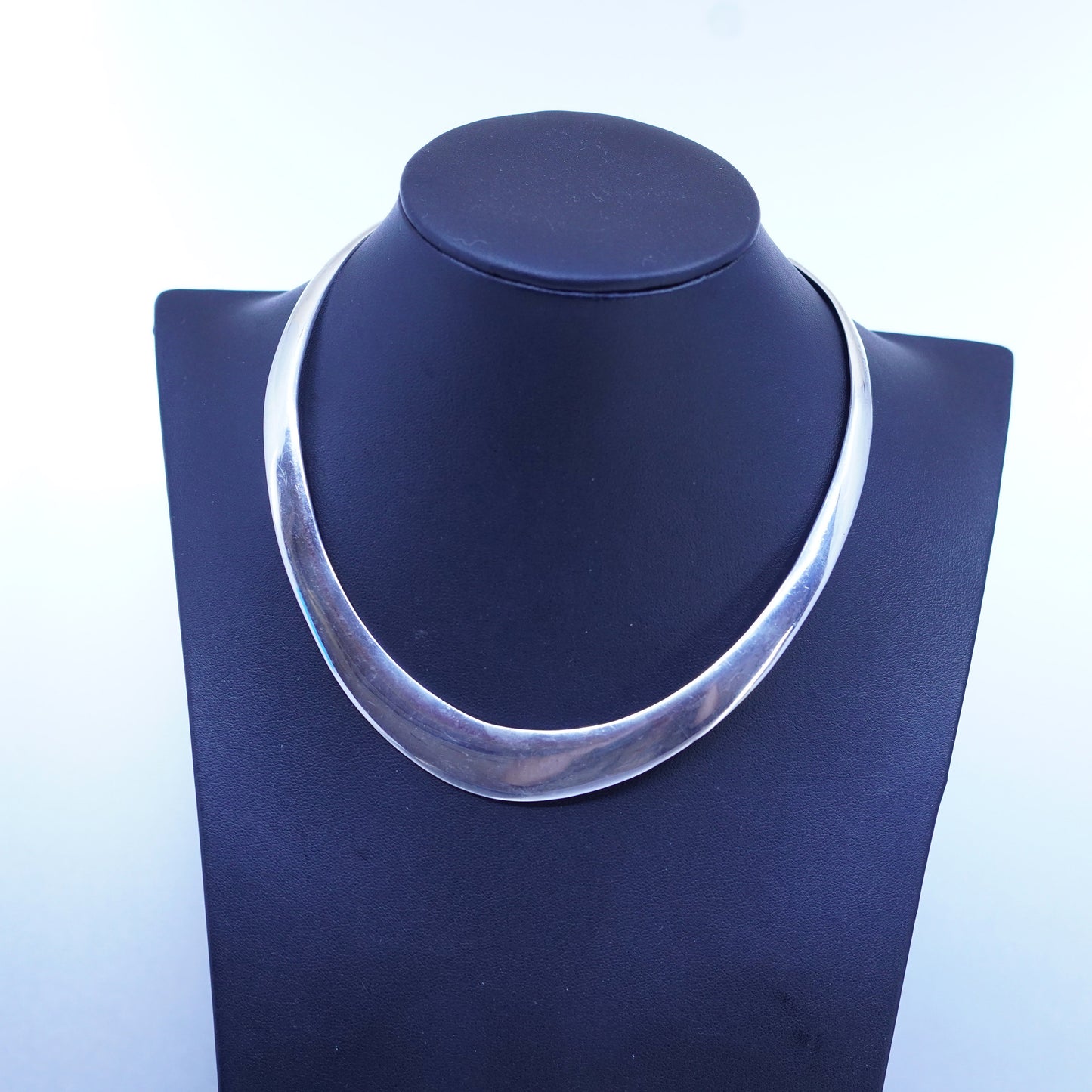 12”, vintage taxco Sterling 925 silver handmade wide choker collar necklace