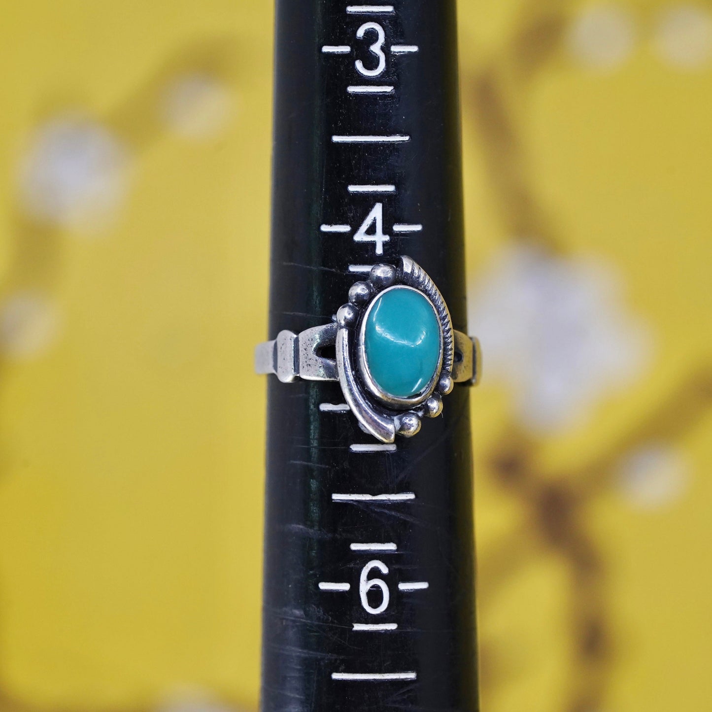 Size 4.5, Native American Sterling silver ring, jewelry, 925 band w/ turquoise