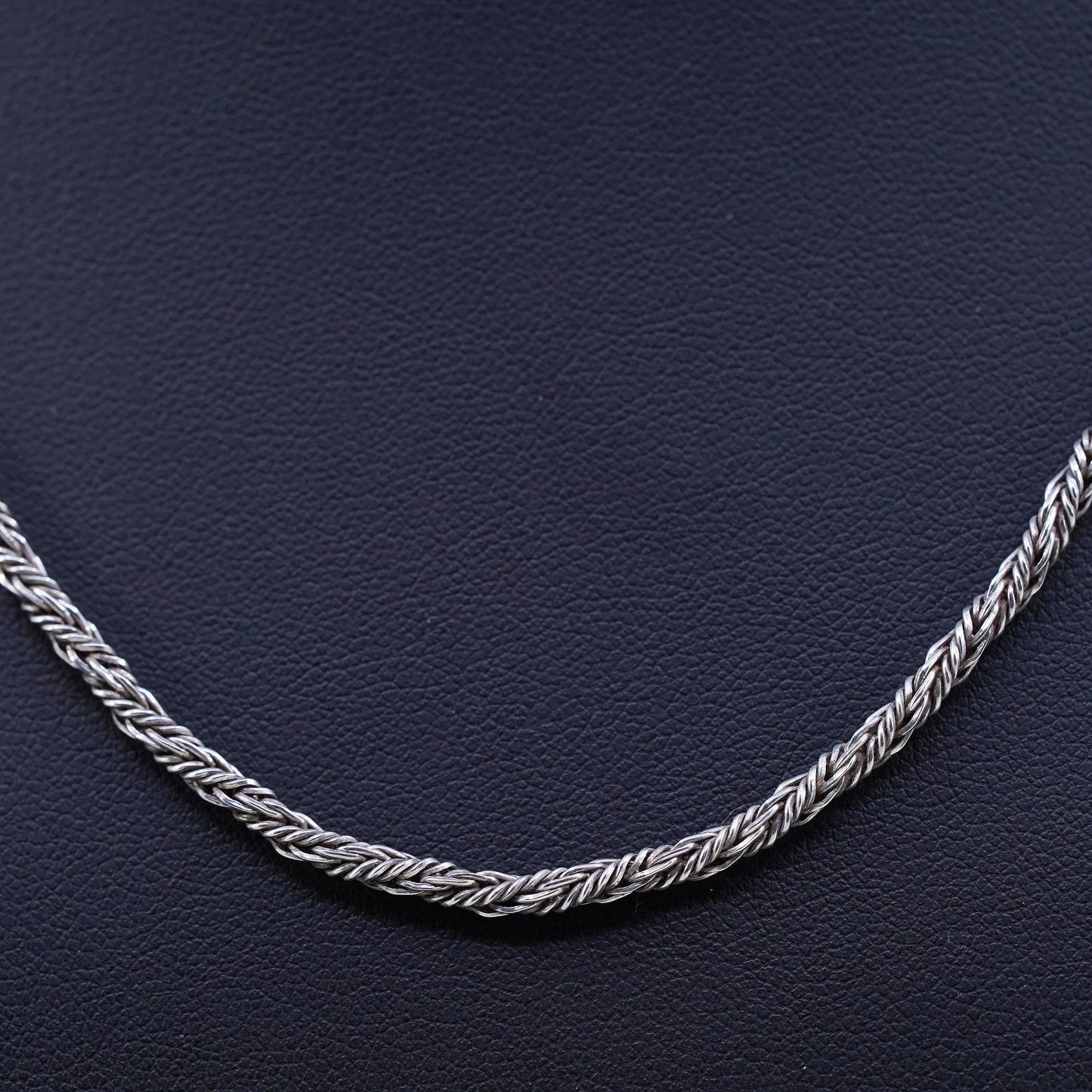 18", 3mm, vintage sterling silver handmade necklace, 925 twisted wheat chain