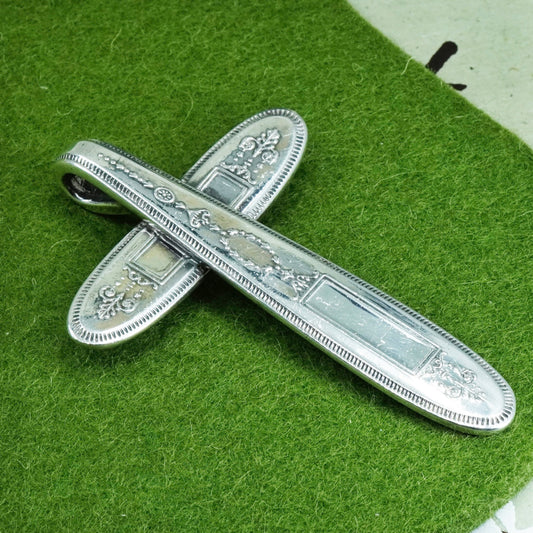 Vintage handmade Sterling silver pendant, 925 spoon cross