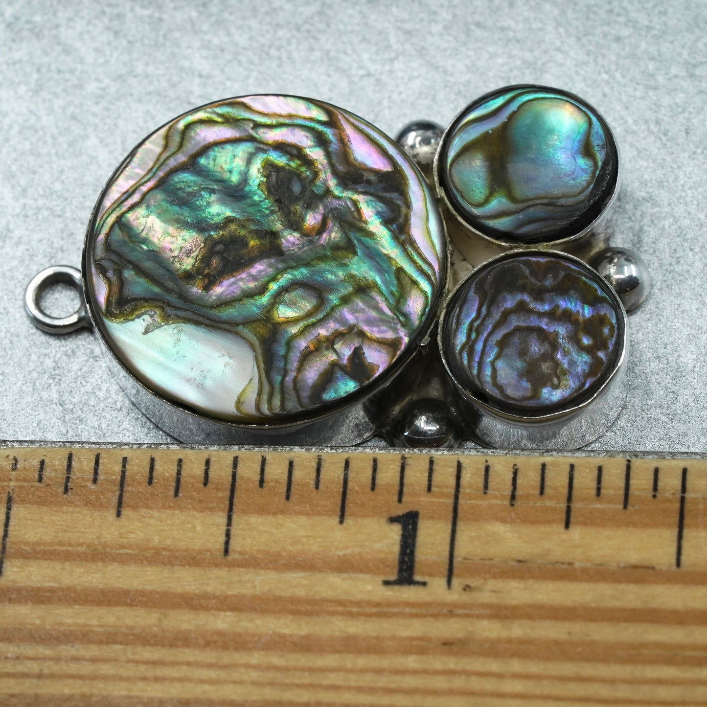 vintage sterling 925 silver handmade pendant with abalone inlay