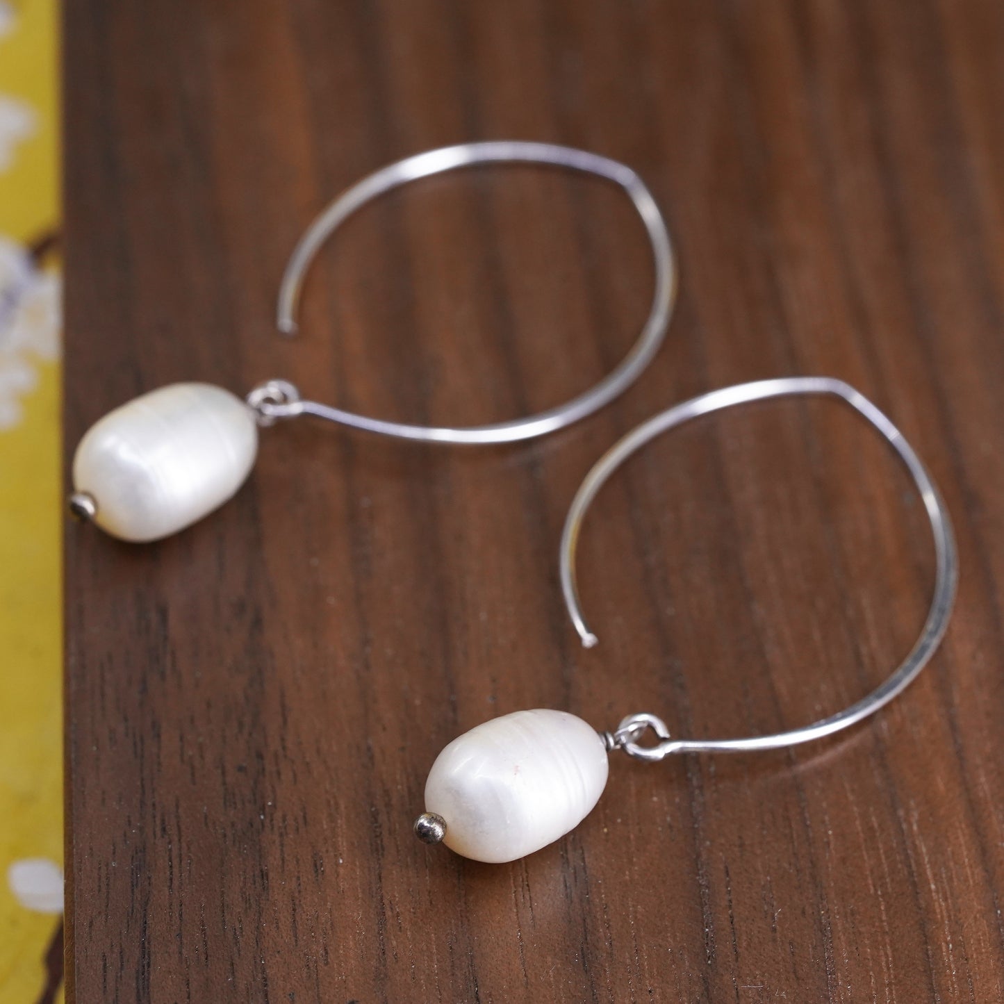 Vintage Sterling silver handmade earrings, 925 hooks with pearl drops