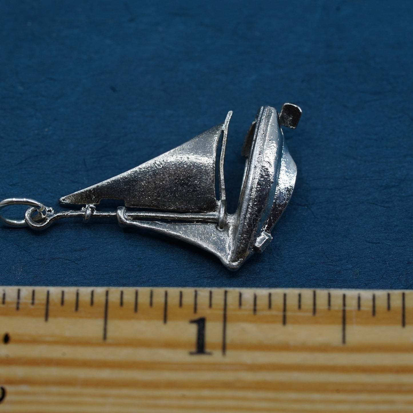 Vintage sterling silver handmade pendant, 925 sailing boat charm