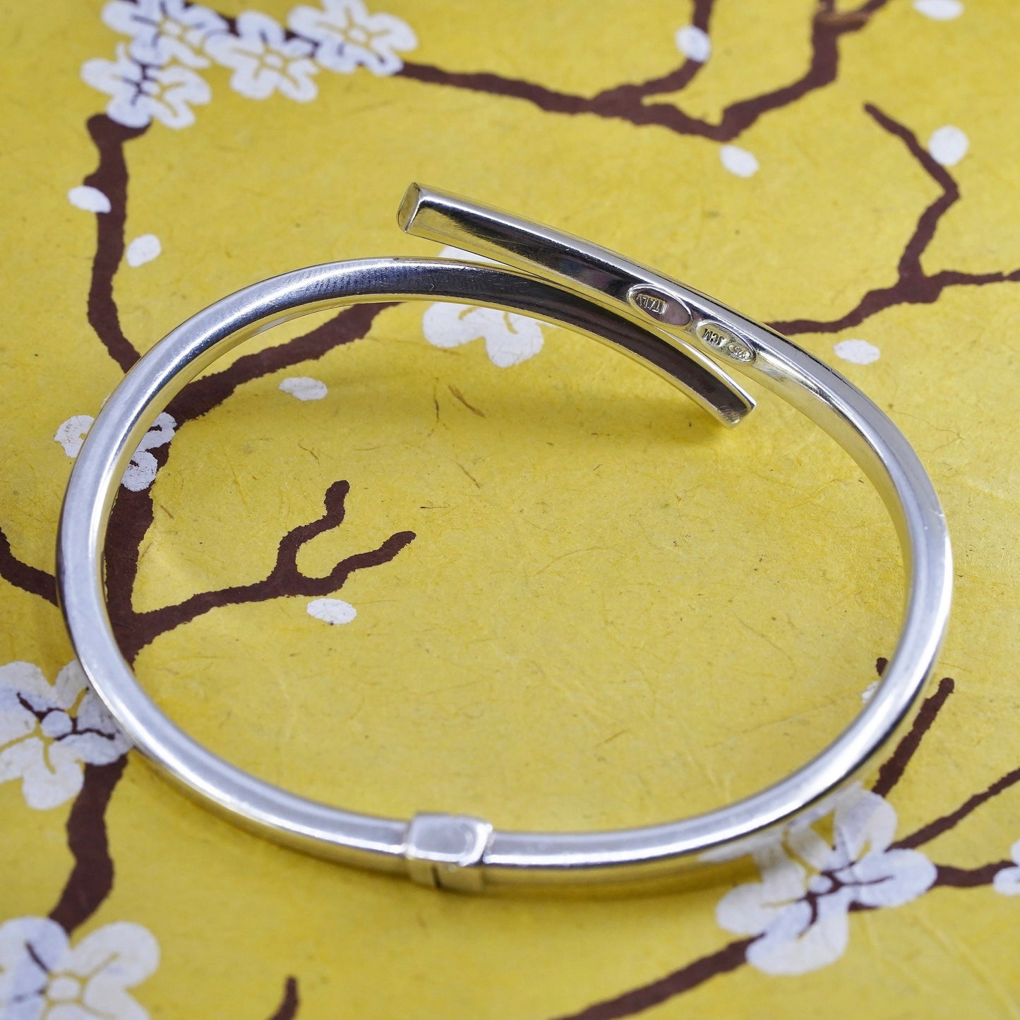 7”, Vintage minimalist sterling silver handmade bracelet, 925 wrap bangle