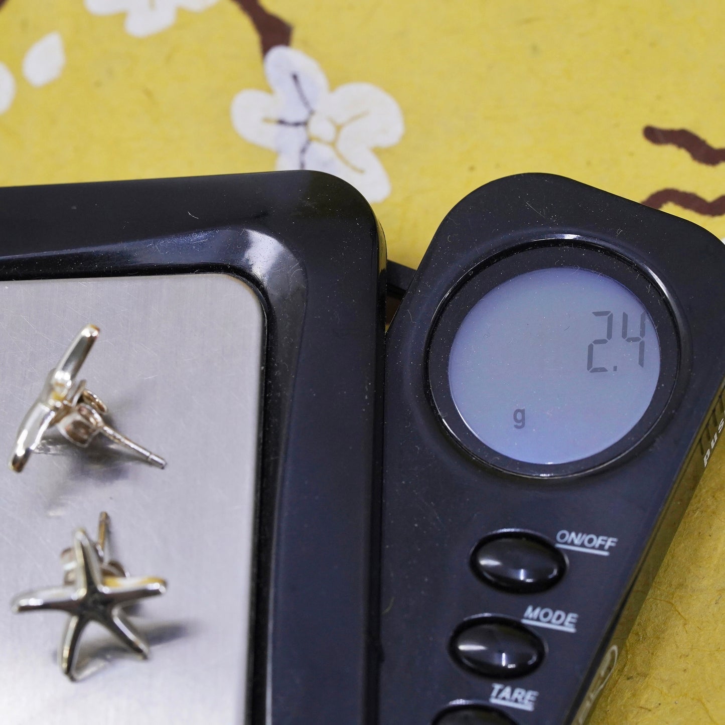 Vintage Sterling silver handmade earrings, 925 sea star starfish studs