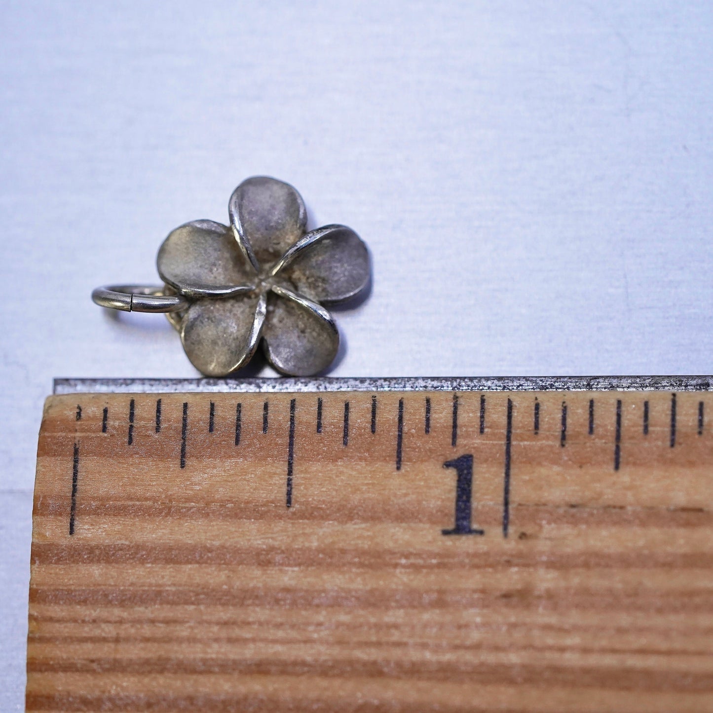 Vintage Sterling silver handmade pendant, 925 plumeria flower charm
