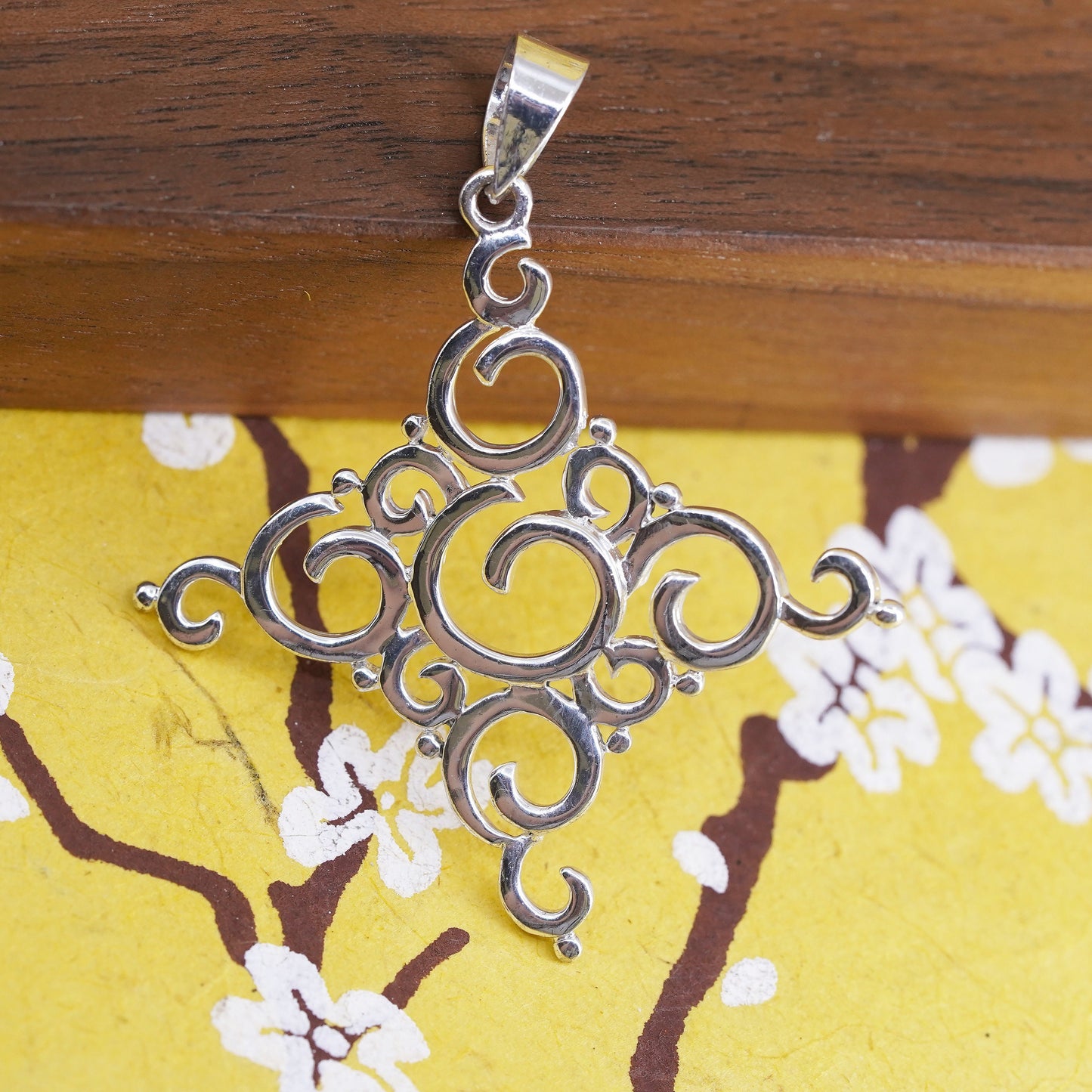 Vintage Sterling silver handmade pendant, 925 filigree cross