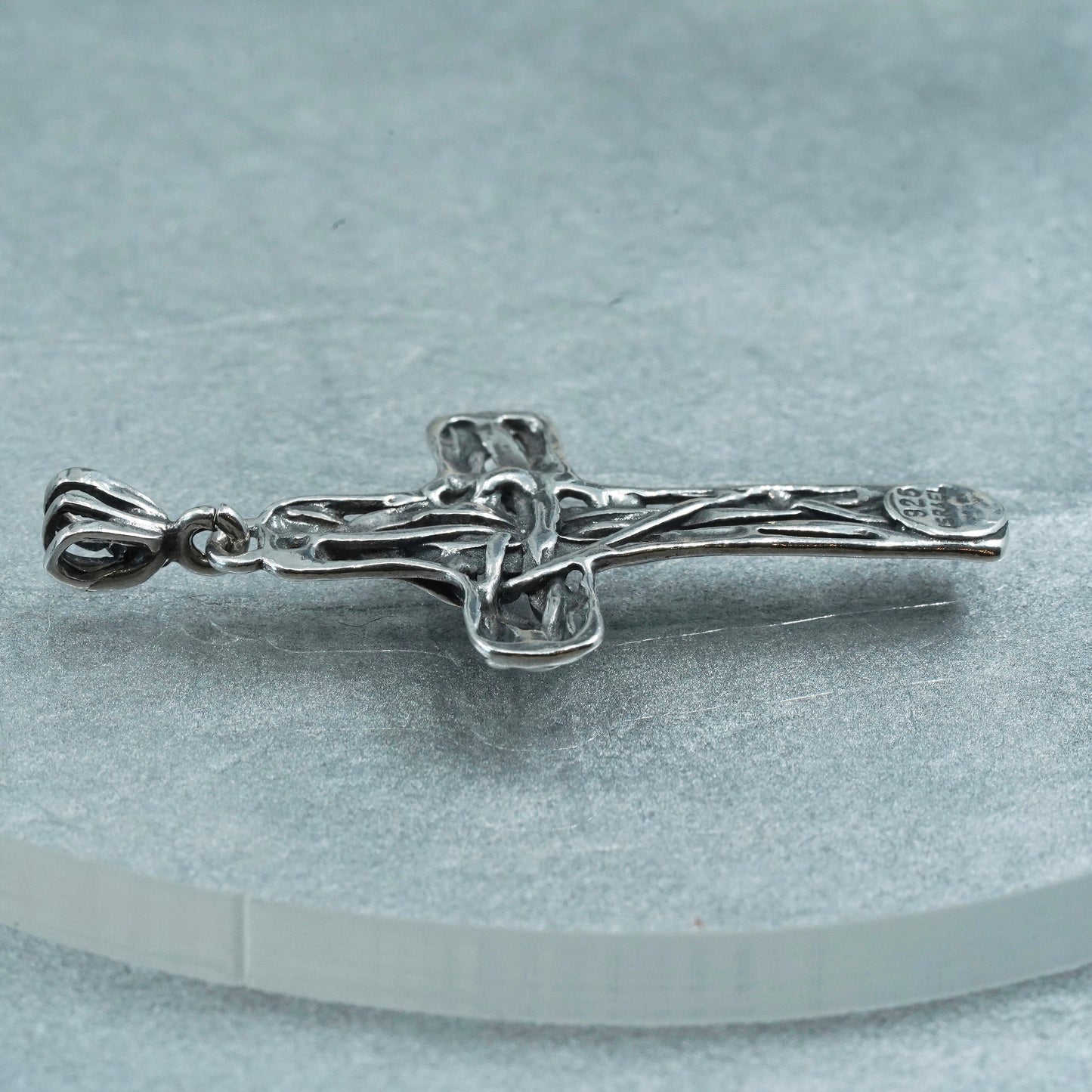 Vintage Israel sterling 925 silver handmade filigree cross pendant