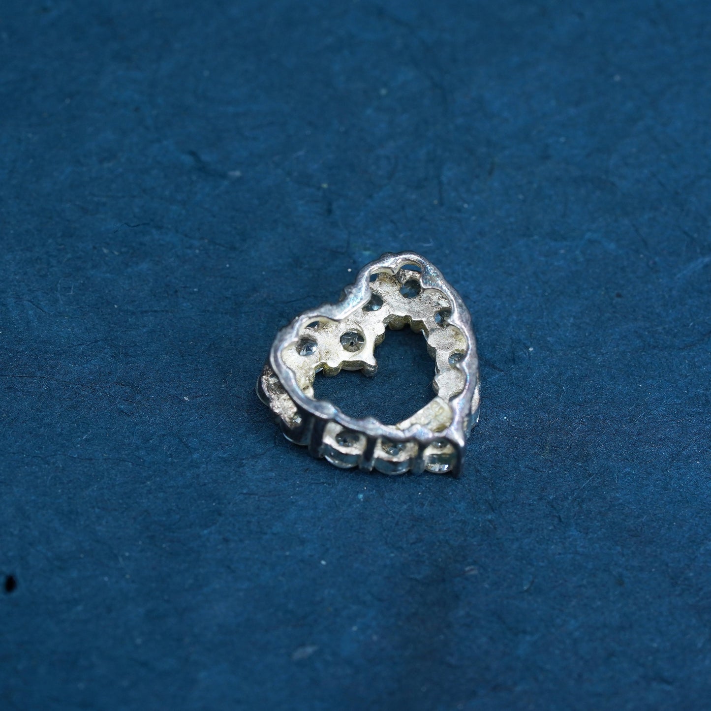 Vintage Sterling 925 silver heart pendant with cluster Cz