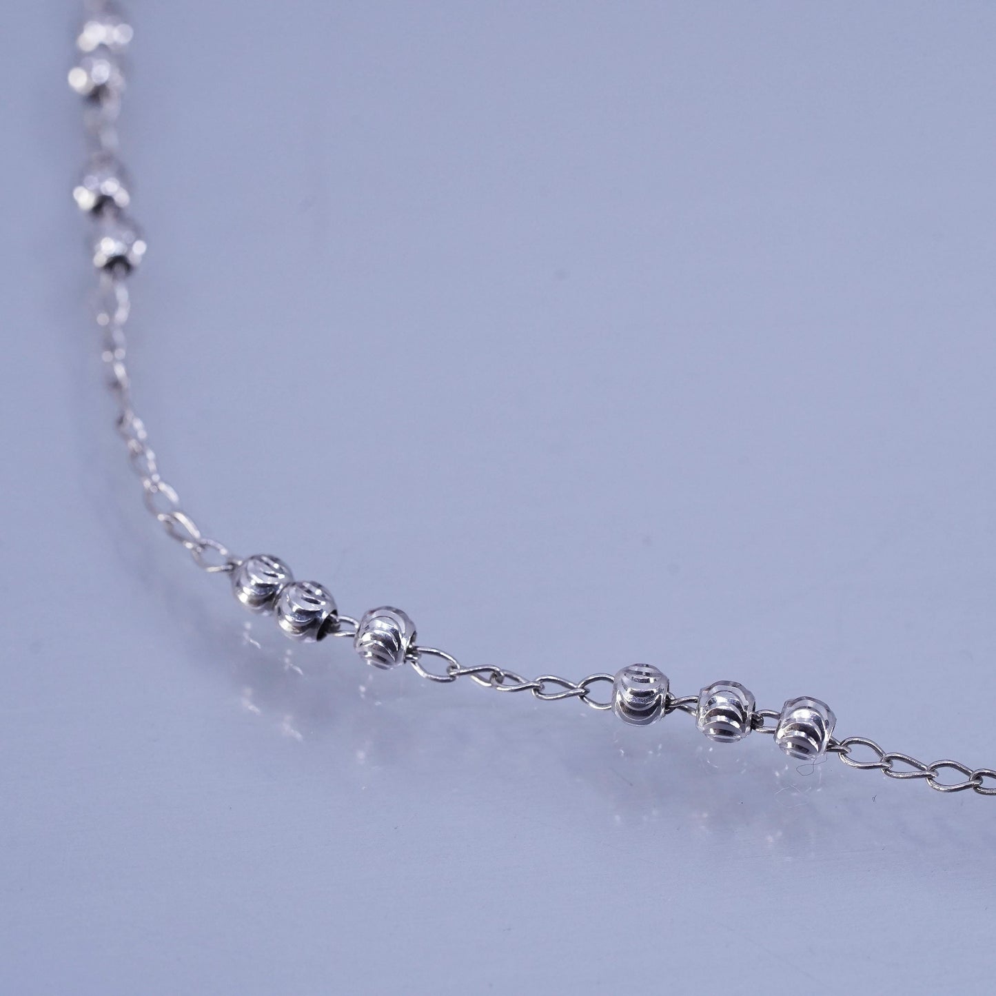 10.5”, vintage Sterling 925 silver circle bracelet anklet with beads