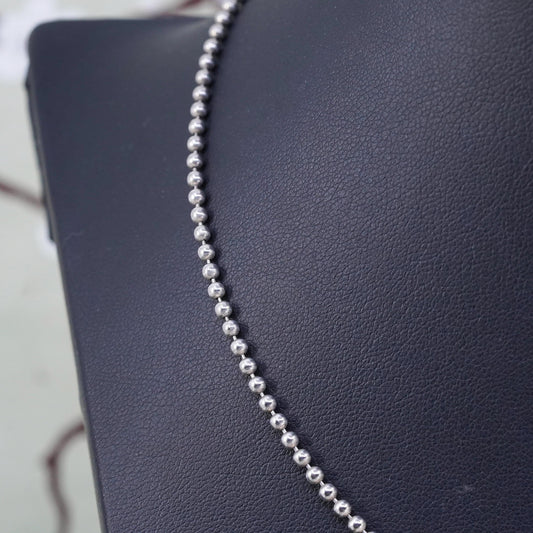 16" 1.6mm, Vintage sterling silver beads chain, 925 necklace