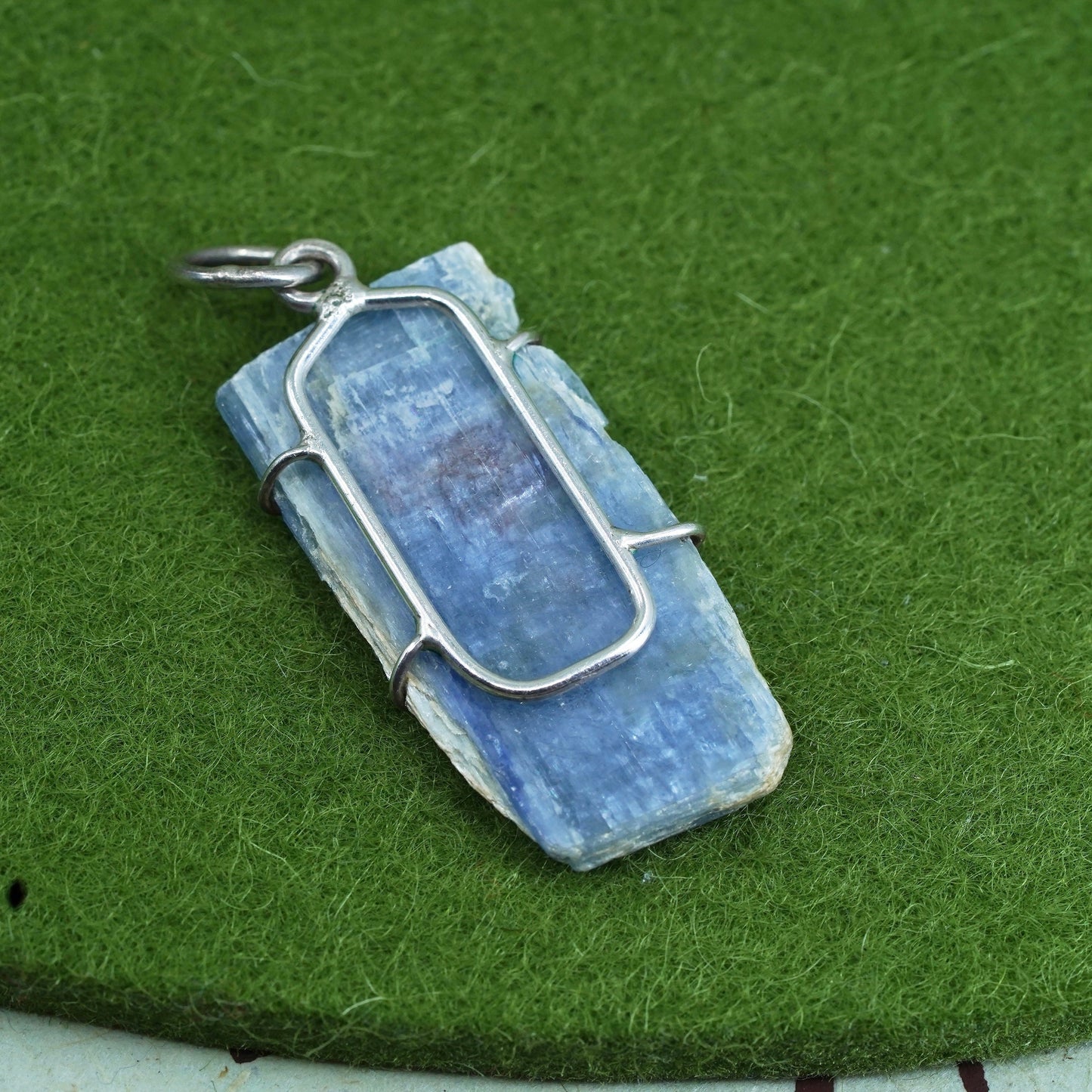 Vintage sterling silver handmade pendant, Big Roman glass charm