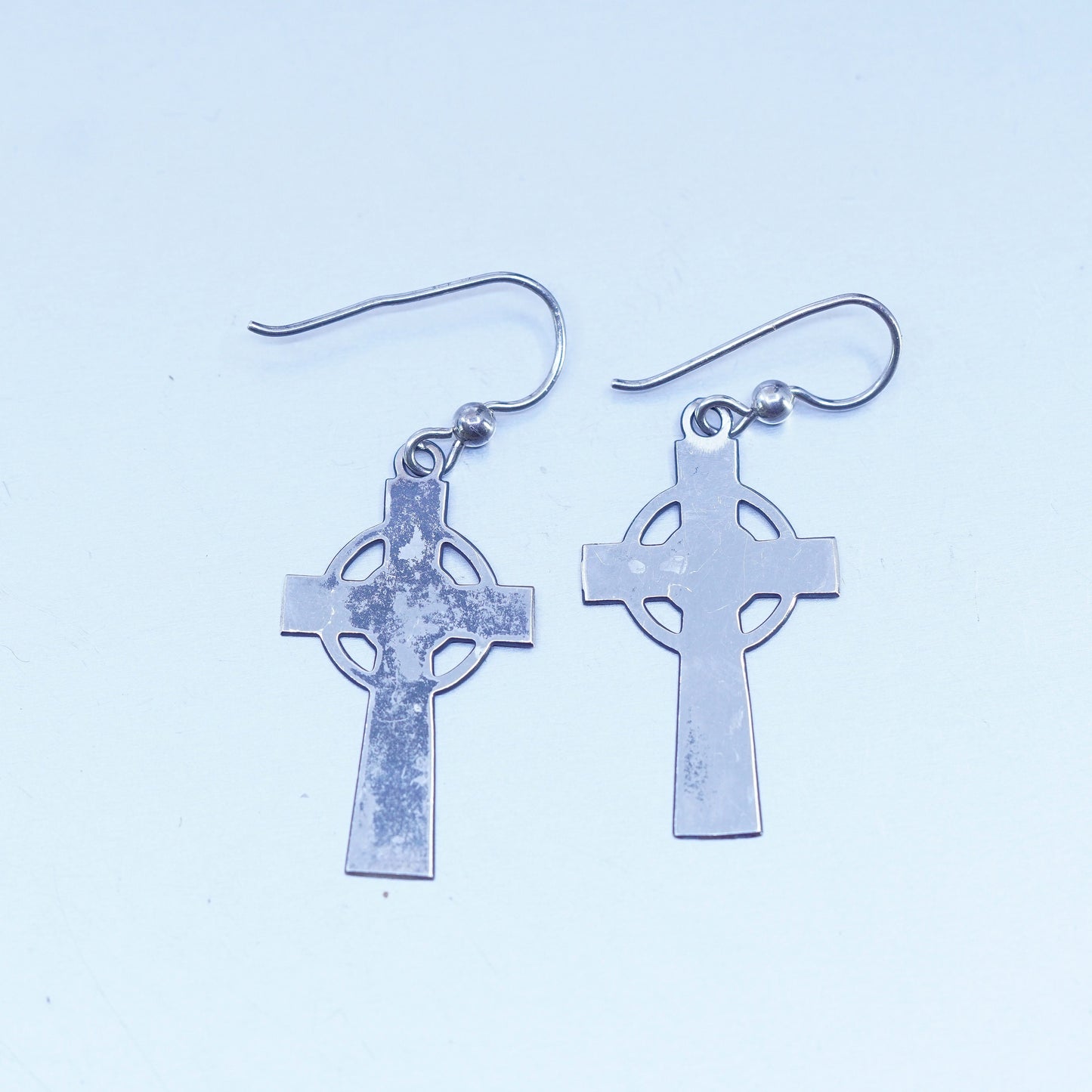 Vintage Irish Sterling 925 silver handmade Celtic knot cross earrings