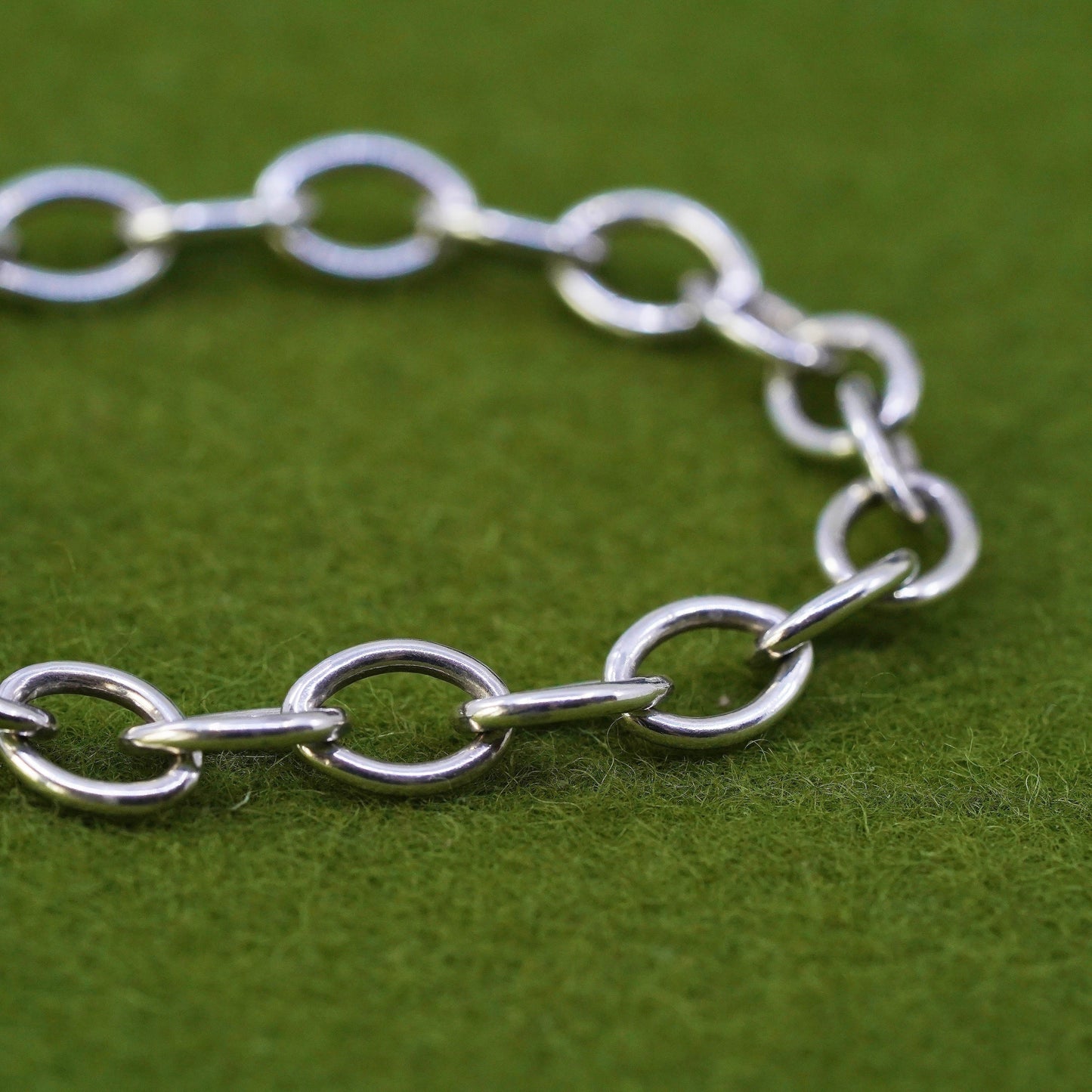 6.5", 8mm, Vintage sterling silver bracelet, handmade 925 circle chain