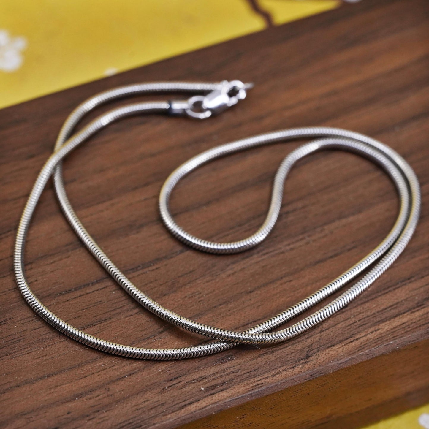 16", 2mm, vintage sterling silver snake chain, Italy 925 silver necklace