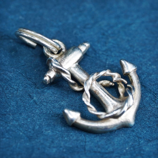 Vintage Sterling silver handmade pendant, 925 boat anchor charm