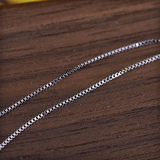 18+2", 1mm, vintage Sterling silver necklace, 925 box chain