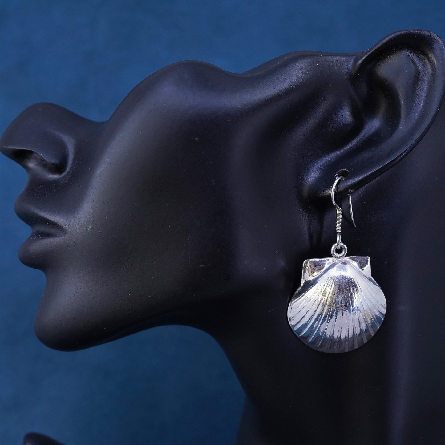 Vintage Sterling silver handmade earrings, 925 shell drops