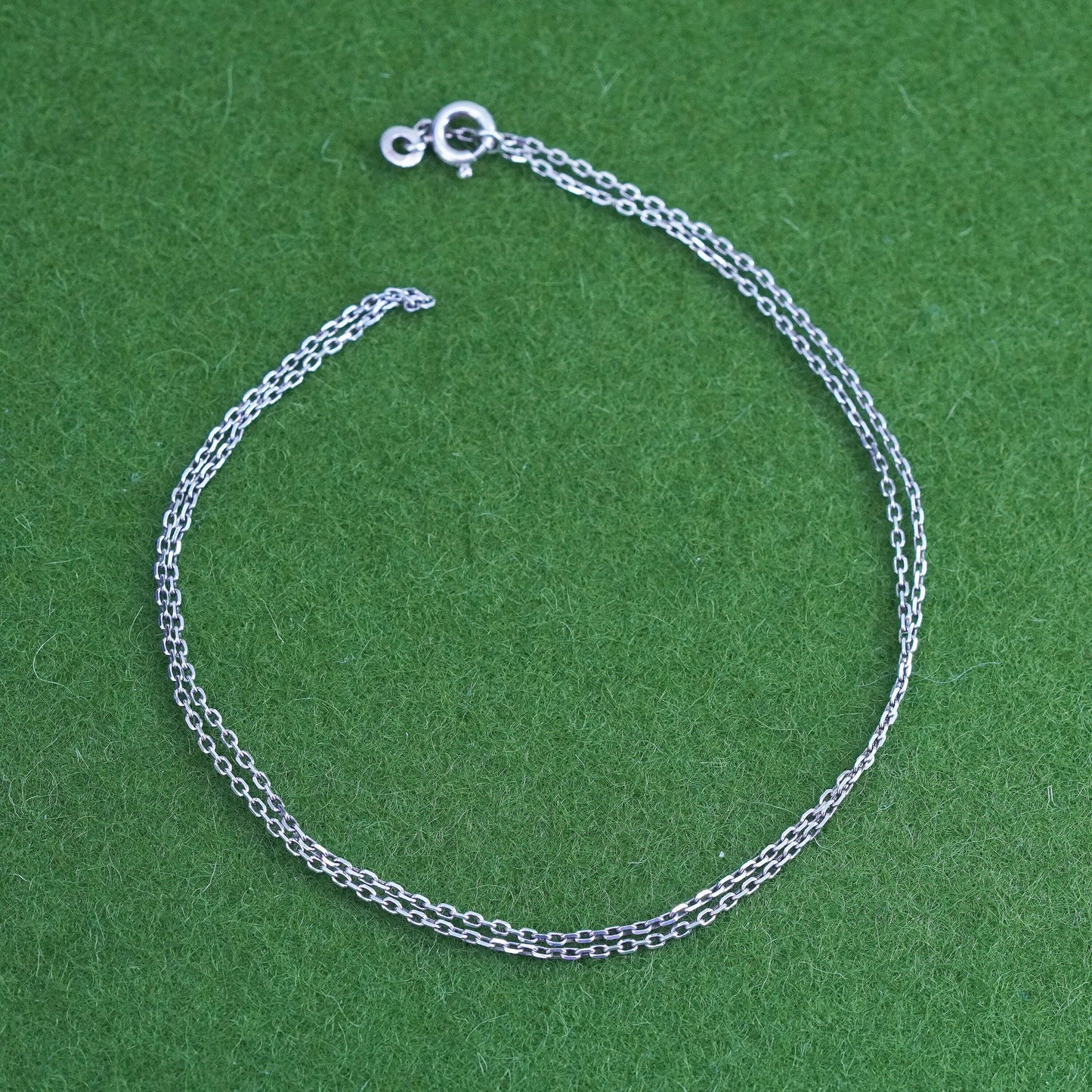 18" 1mm, Vintage Italian sterling silver circle link chain, 925 silver necklace