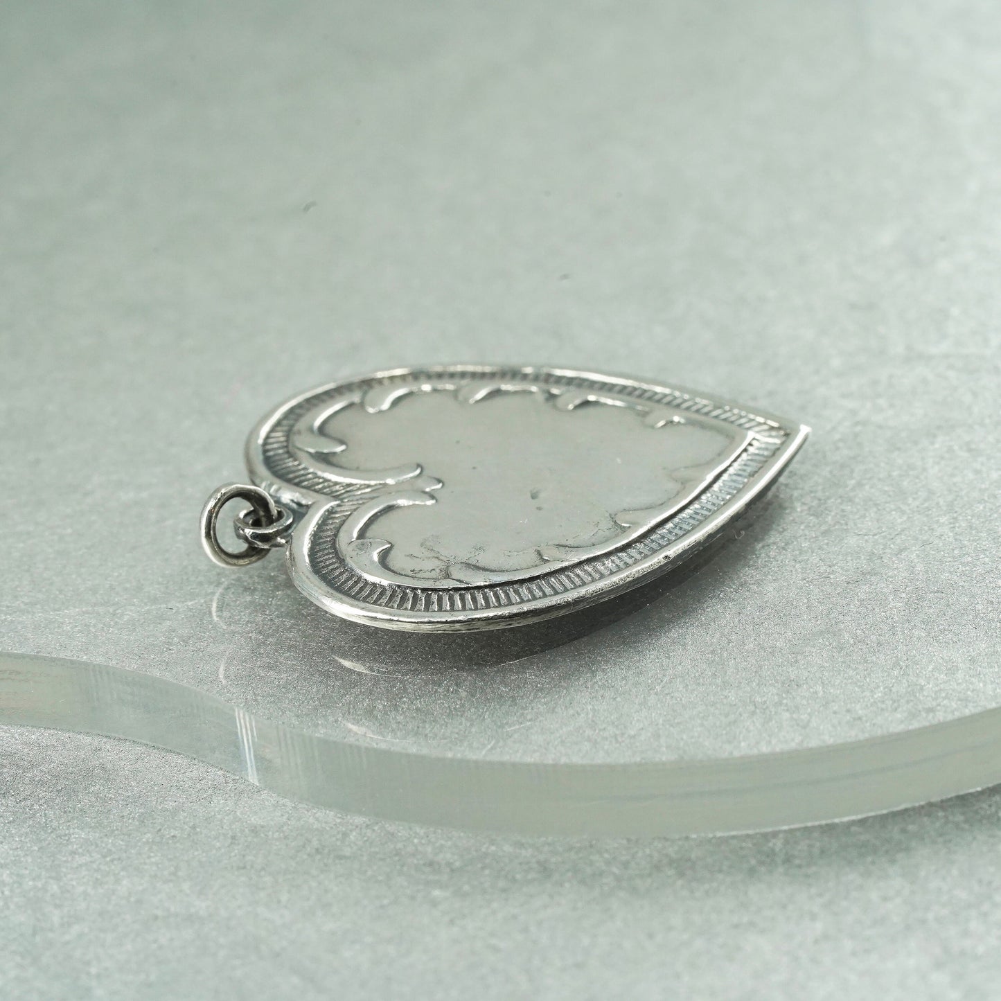 Vintage Sterling silver handmade charm, 925 textured heart pendant
